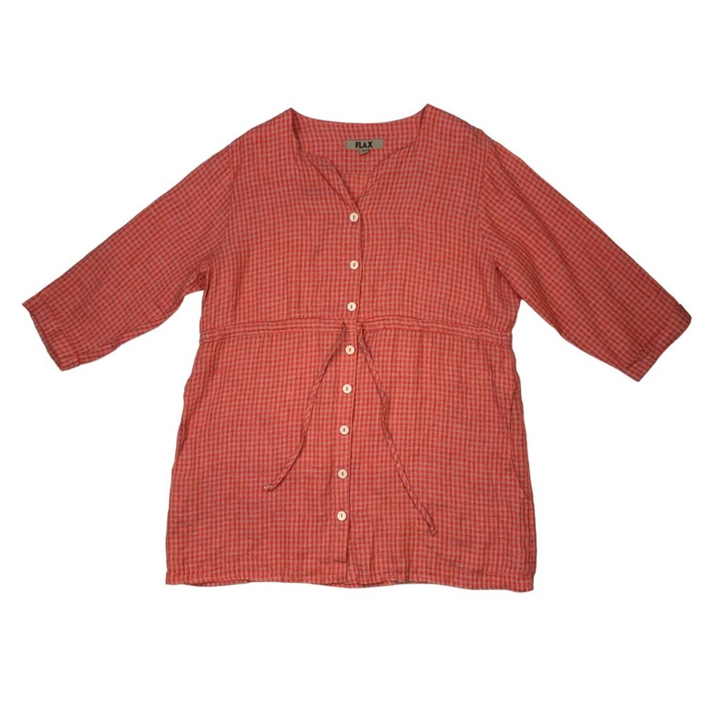 Flax Linen 3/4 sleeve Tunic Blouse - Picture 12 of 13